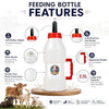 Calf Feeding Bottle 2.5L with Rubber Nipple and Handle | Heavy Duty Livestock Milk Feeder for Cow Buffalo Goat Sheep Dairy Farm Use, Pack of 1