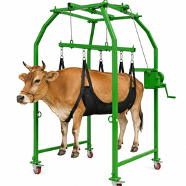 Cow Lifting Machine Full Set with Heavy Duty Gearbox, 1000kg Capacity Animal Lifting Machine, Mild Steel Cattle Standing Assist Hoist for Cow Buffalo Rehabilitation and Handling