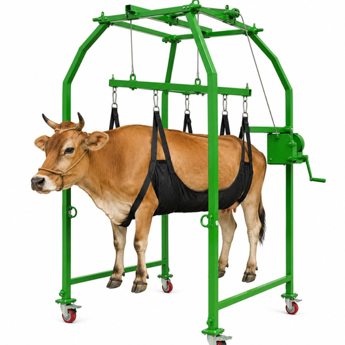 Cow Lifting Machine Full Set with Heavy Duty Gearbox, 1000kg Capacity Animal Lifting Machine, Mild Steel Cattle Standing Assist Hoist for Cow Buffalo Rehabilitation and Handling