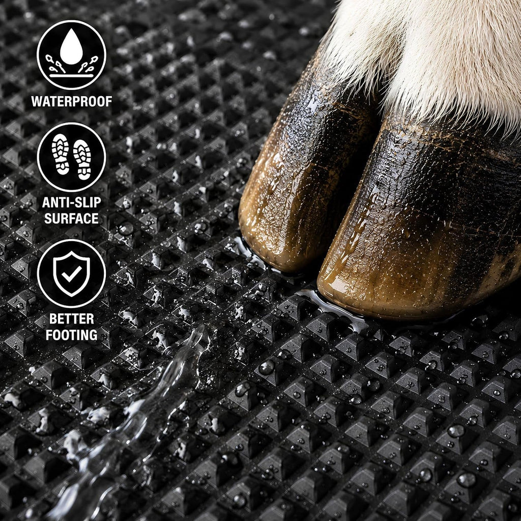 Cow Mat 8x5 Ft 30mm Thick EVA Rubber Flooring Mat for Dairy Farm, Anti Slip Waterproof Buffalo & Cattle Mat, Heavy Duty Livestock Bedding Sheet, Black