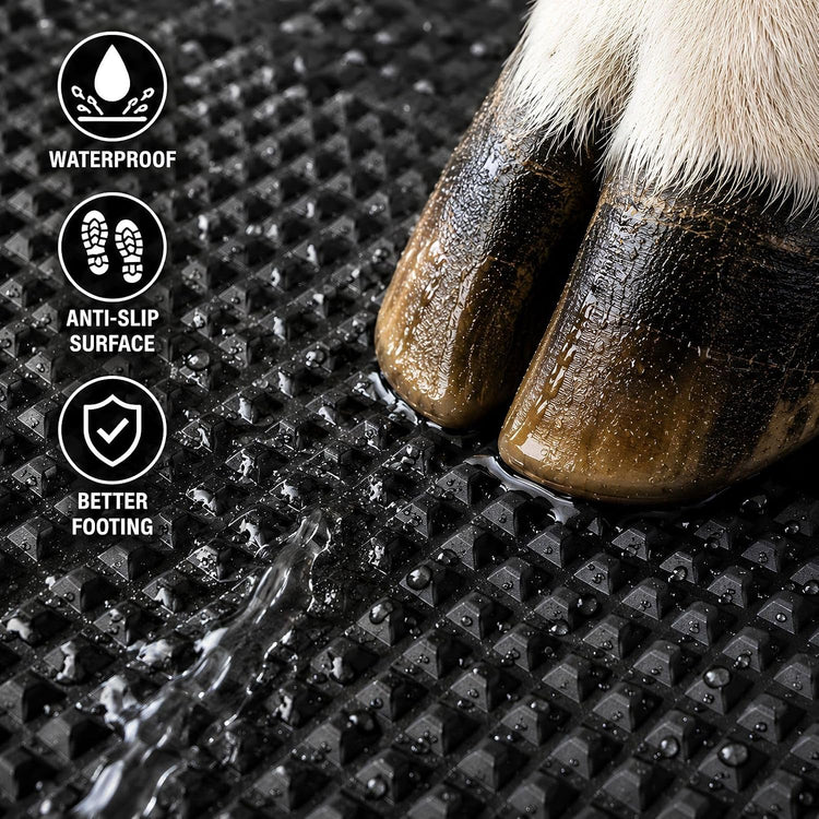 Cow Mat 8x5 Ft 30mm Thick EVA Rubber Flooring Mat for Dairy Farm, Anti Slip Waterproof Buffalo & Cattle Mat, Heavy Duty Livestock Bedding Sheet, Black