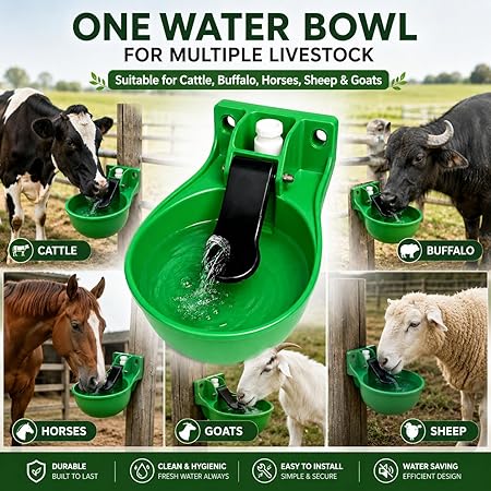 Automatic Cow Drinking Water Bowl 1.5L Auto Refill Livestock Water Dispenser for Buffalo, Cattle, Horses, Sheep & Goats Heavy Duty Farm Water Trough
